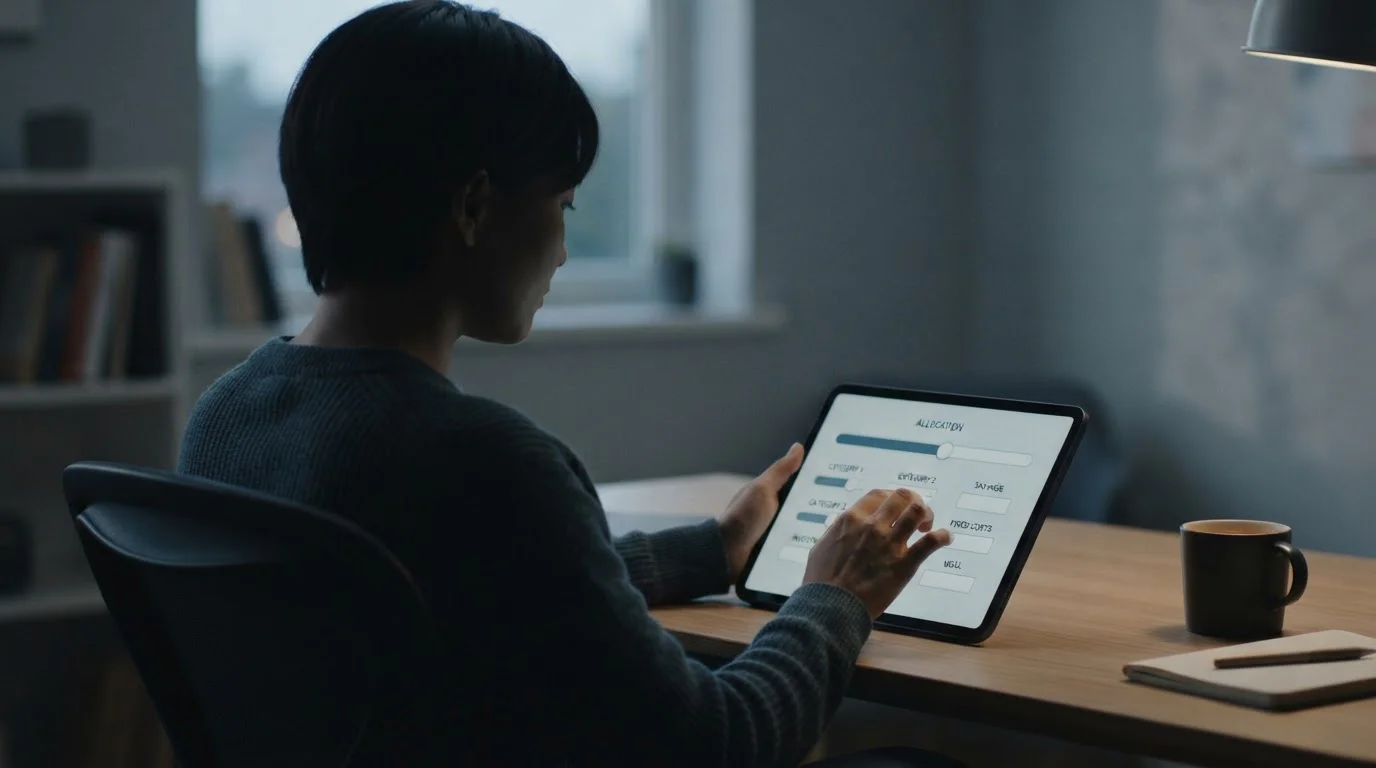 Person setzt Budget-Limit in neutraler App-Oberfläche