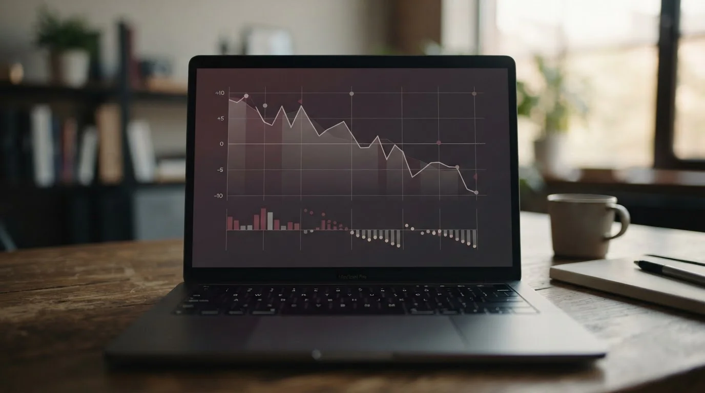 Statistik-Dashboard zeigt abstrakte Langzeitentwicklung von Kosten und Abzügen
