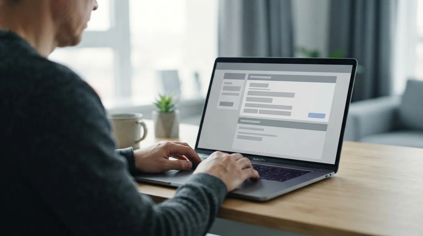 Person am Laptop bei der Durchführung einer digitalen Zahlung