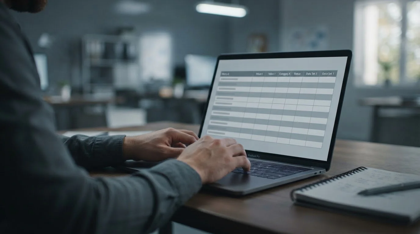 Vergleichstabelle auf Laptop-Bildschirm mit anonymisierten Anbieter-Informationen