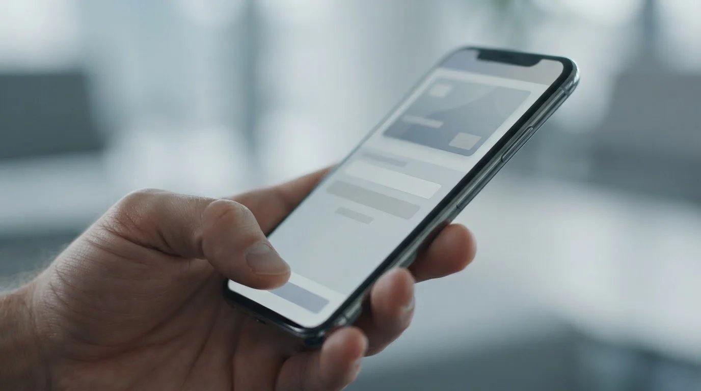 Smartphone mit Zahlungsbildschirm und abstrakten Eingabefeldern
